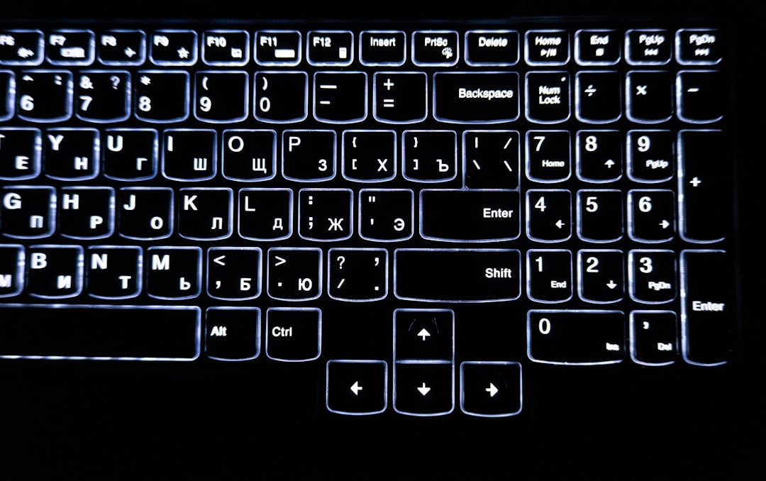 Backlit keyboard with white glowing keys